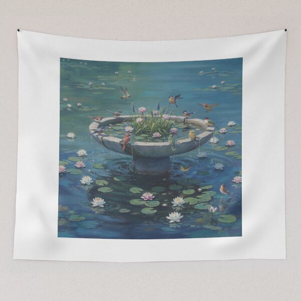 Item preview, Songbirds at the Water Fountain – Tranquil Garden designed and sold by Stick-Shop9.