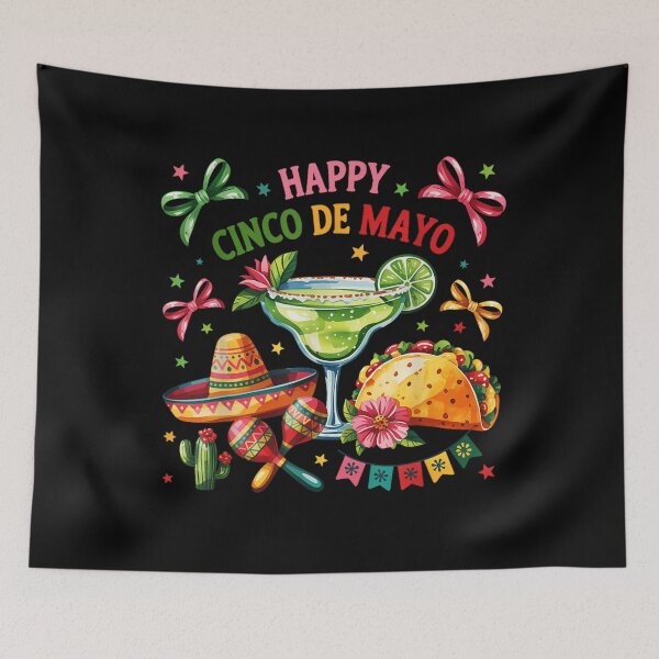 Item preview, Happy Cinco De Mayo Fiesta - Colorful Taco and Margarita Party Art designed and sold by Ali-printshop.