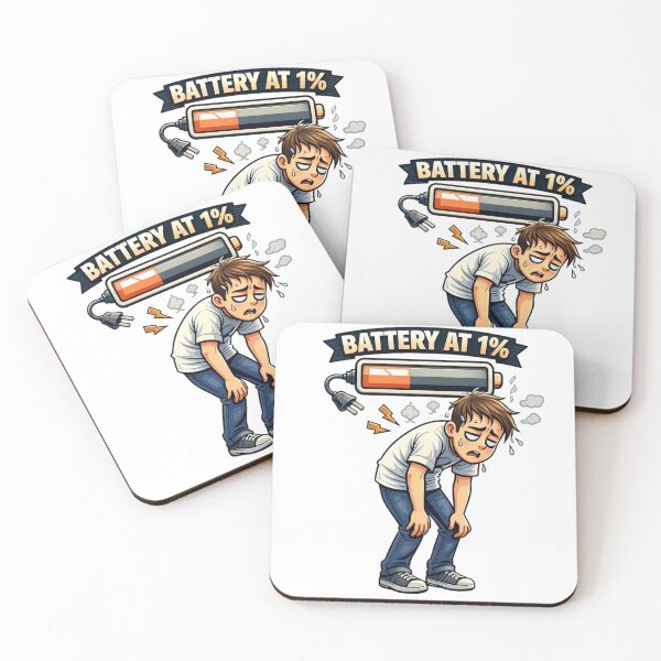 Item preview, Battery at 1% Funny Meme – Low Energy Relatable Cartoon Design designed and sold by TorqueThread.