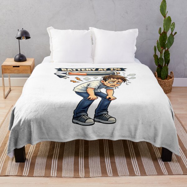 Item preview, Battery at 1% Funny Meme – Low Energy Relatable Cartoon Design designed and sold by TorqueThread.