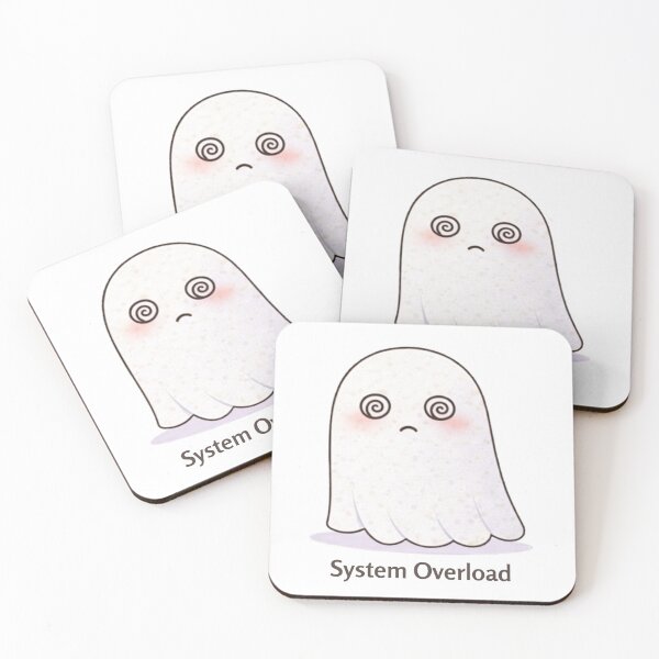 Item preview, System Overload Ghost | Cute Kawaii Aesthetic | Burnout Mood Design designed and sold by The Mood Index.