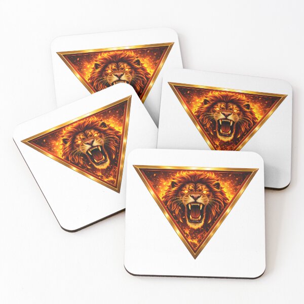 Item preview, Golden Roaring Lion Fire Spirit Geometric Design designed and sold by octozap.