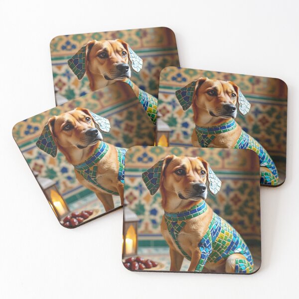 Item preview, Moroccan Mosaic Dog Portrait with Lantern Art designed and sold by Hafcishop.