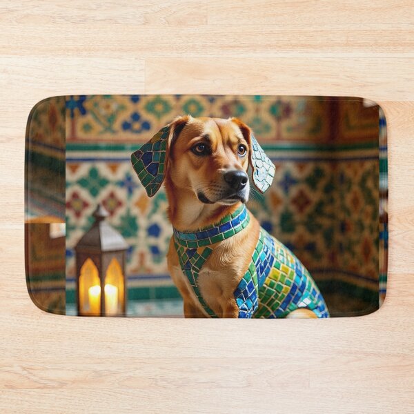 Item preview, Moroccan Mosaic Dog Portrait with Lantern Art designed and sold by Hafcishop.