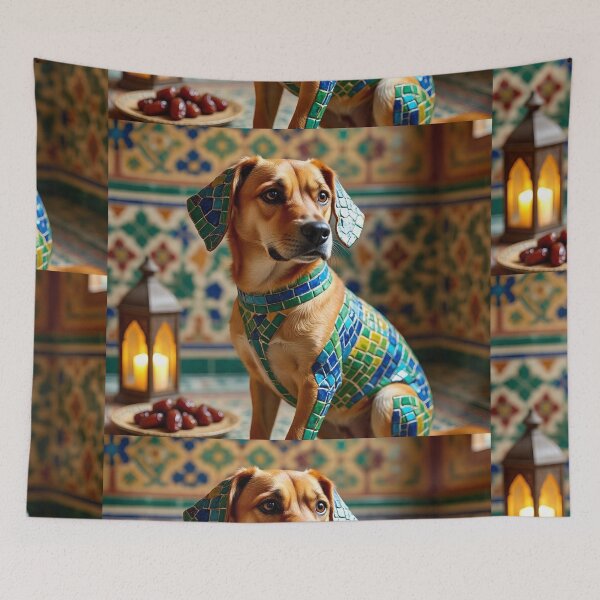 Item preview, Moroccan Mosaic Dog Portrait with Lantern Art designed and sold by Hafcishop.