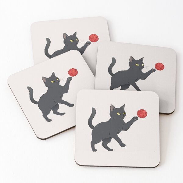 Item preview, Playful Black Cat Swatting Classic Red Ball of Yarn designed and sold by Cipher & Soul.