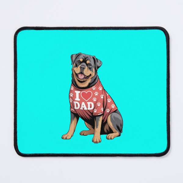Item preview, Rottweiler Dog Wearing a red Shirt with paw Prints I Love DAD T-Shirt designed and sold by fantasticdesign.