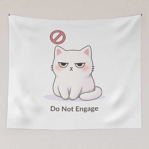 Item preview, Do Not Engage Cat | Cute Kawaii Aesthetic | Introvert Mood Design designed and sold by The Mood Index.