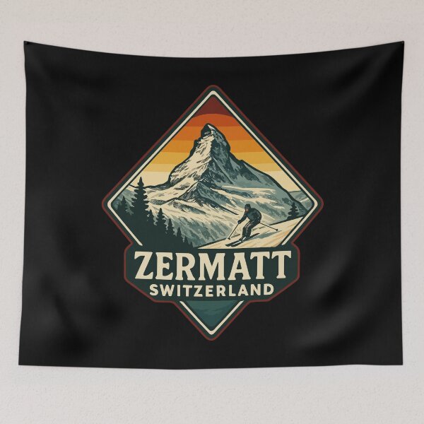 Item preview, Zermatt Mountain Switzerland Retro Vintage Travel designed and sold by TomFrontierArt.