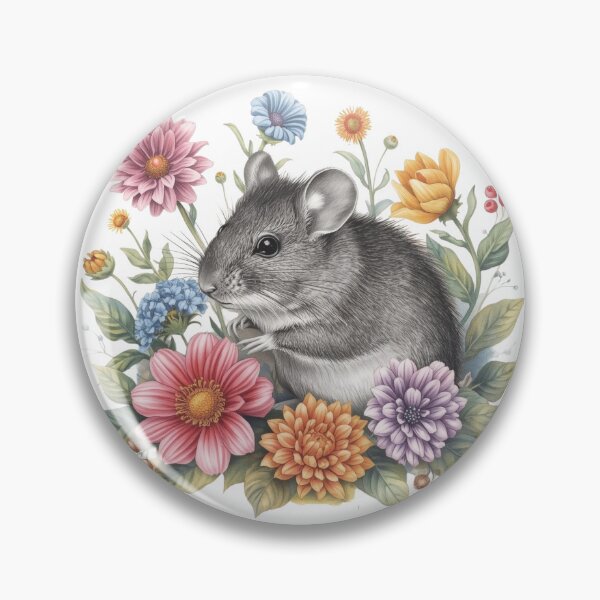 Item preview, A Cute Mouse in Black and White Surrounded with Flowers designed and sold by Soulstar Designs.