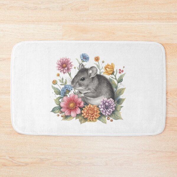Item preview, A Cute Mouse in Black and White Surrounded with Flowers designed and sold by Soulstar Designs.