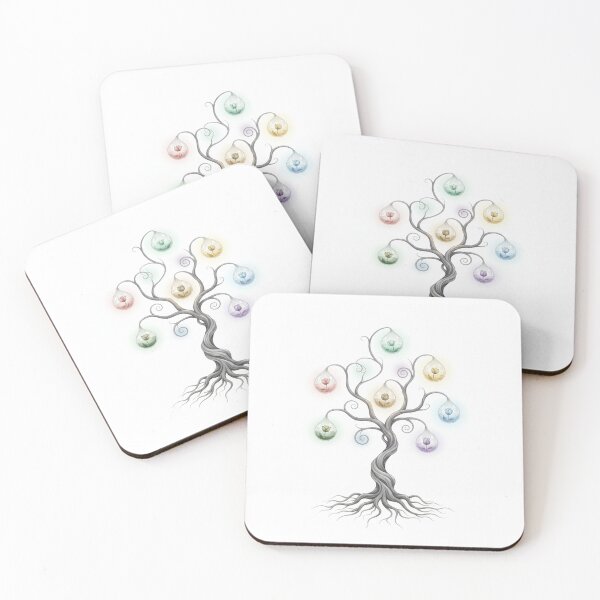 Item preview, Dream Tropical Tree – Seven floating flower drops in pastel colors designed and sold by Herzbaumatelier.
