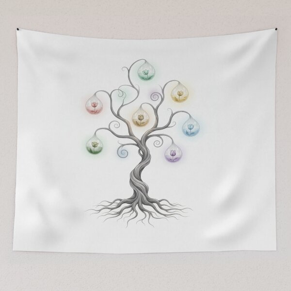 Item preview, Dream Tropical Tree – Seven floating flower drops in pastel colors designed and sold by Herzbaumatelier.
