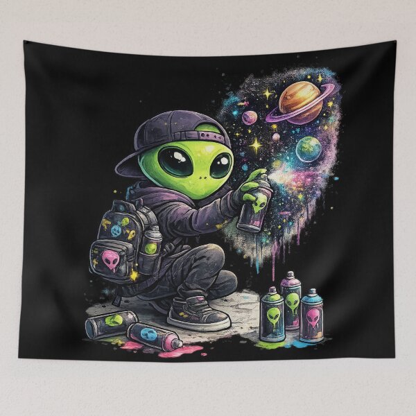 Item preview, Space Graffiti Alien – Futuristic Street Artist Design designed and sold by UnicornDreamers.