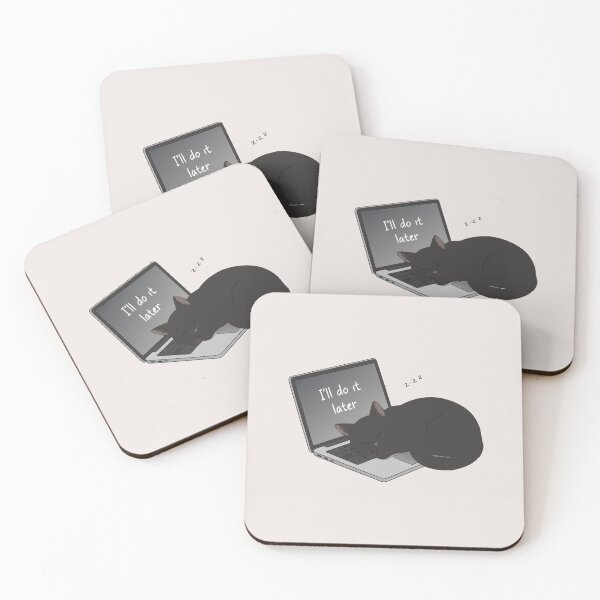 Item preview, "I'll Do It Later" Procrastinating Black Cat on Laptop designed and sold by Cipher & Soul.
