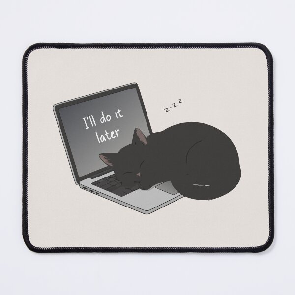 Item preview, "I'll Do It Later" Procrastinating Black Cat on Laptop designed and sold by Cipher & Soul.