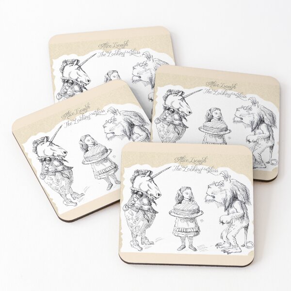 Item preview, Alice Through the Looking-Glass - Alice With The Plum Cake, Unicorn and Lion (ink drawing by ACCI) designed and sold by VanyssaGraphics.
