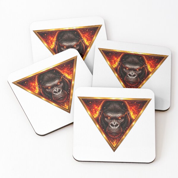 Item preview, Golden Gorilla Primal Fire Spirit Geometric Art designed and sold by octozap.