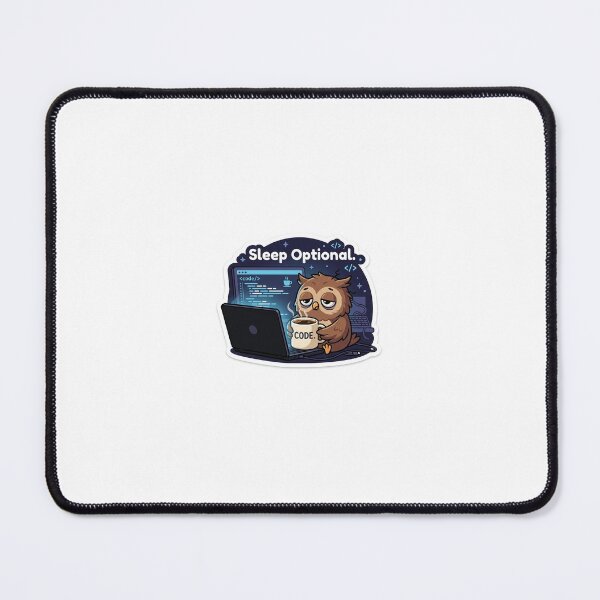 Item preview, Sleep Optional | Tired Coding Owl Sticker Art designed and sold by fashion by sej.