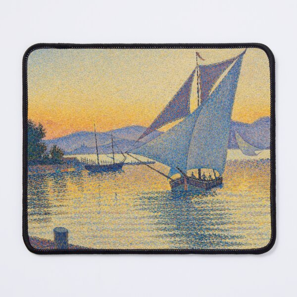 Item preview, Pointillism Retro Sticker Sailboat Harbor Sunset Design for Art Lovers designed and sold by RickE.