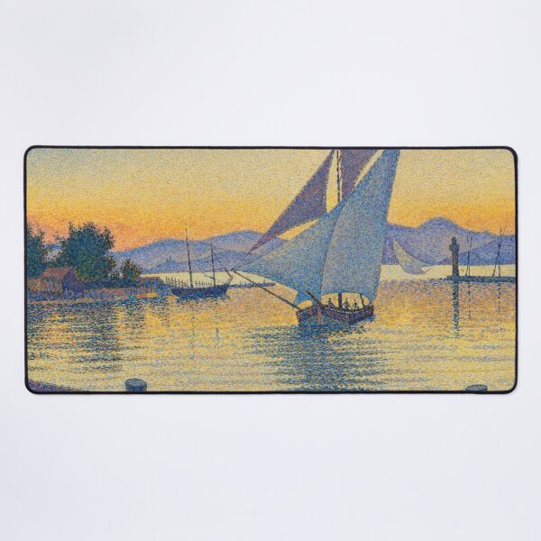 Item preview, Pointillism Retro Sticker Sailboat Harbor Sunset Design for Art Lovers designed and sold by RickE.
