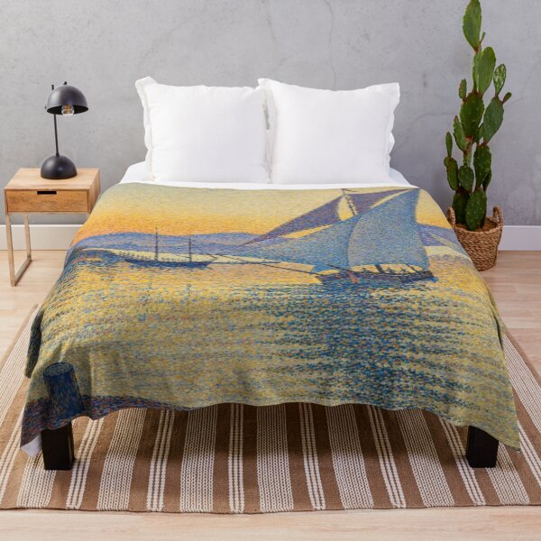 Item preview, Pointillism Retro Sticker Sailboat Harbor Sunset Design for Art Lovers designed and sold by RickE.