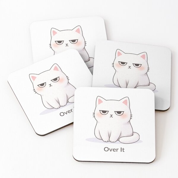 Item preview, Over It Cat | Cute Kawaii Aesthetic | Tired Mood Design designed and sold by The Mood Index.