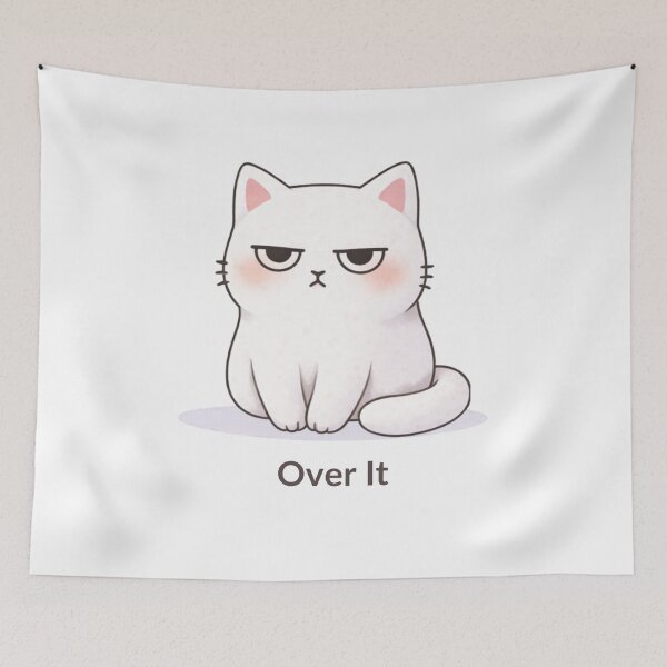 Item preview, Over It Cat | Cute Kawaii Aesthetic | Tired Mood Design designed and sold by The Mood Index.
