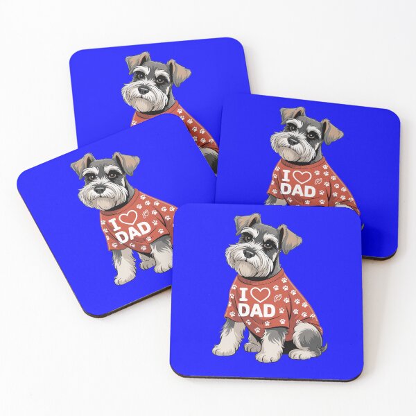 Item preview,   Schnauzer Dog Wearing a red Shirt with paw Prints I Love DAD T-Shirt designed and sold by fantasticdesign.