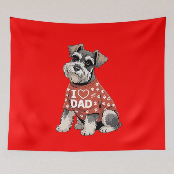 Item preview,   Schnauzer Dog Wearing a red Shirt with paw Prints I Love DAD T-Shirt designed and sold by fantasticdesign.