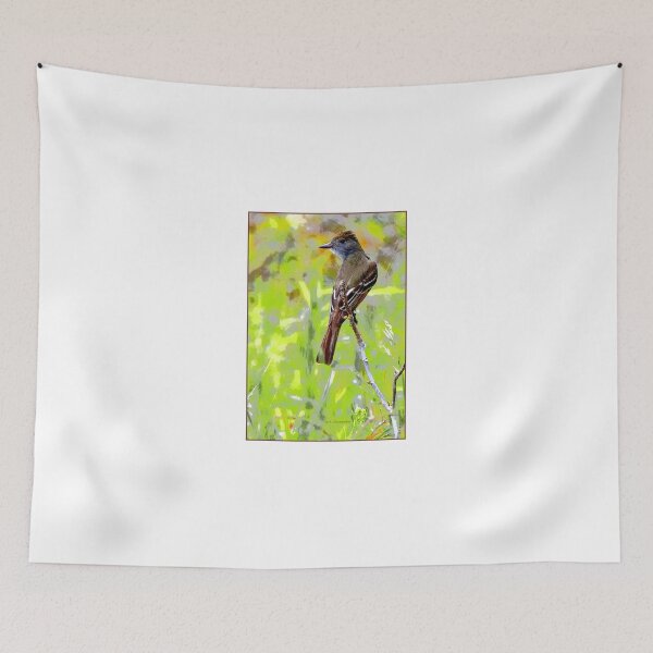 Item preview, Flycatcher Perched on a Twig in a Summer Meadow designed and sold by AMacGPhilly.