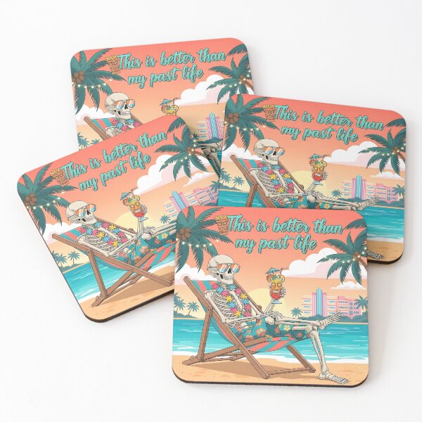 Item preview, Skeleton Miami Vacation - Better Than My Past Life - Retro Tiki Art designed and sold by Roland Art Store.