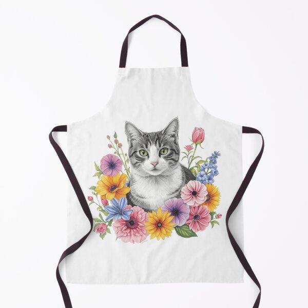 Item preview, A Beautiful Grey Cat Sitting Amongst Flowers designed and sold by Soulstar Designs.
