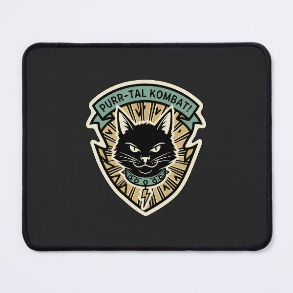 Item preview, "Purr-tal Kombat" Funny Gamer Black Cat Retro Fighting Badge Parody designed and sold by Cipher & Soul.