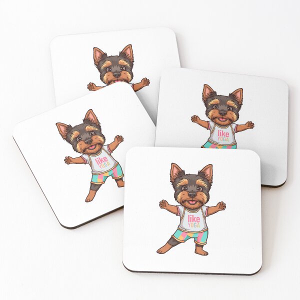 Item preview, cartoon Yorkshire Terrier dog yoga pose designed and sold by TanyaLovus.