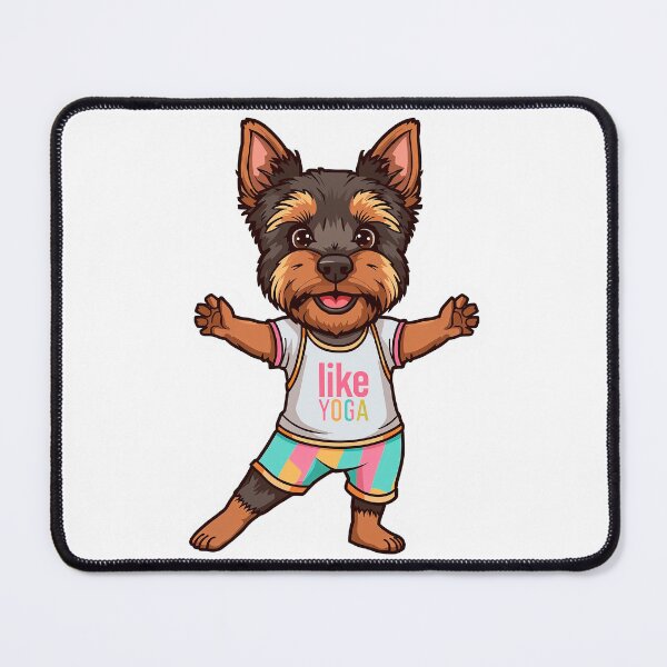 Item preview, cartoon Yorkshire Terrier dog yoga pose designed and sold by TanyaLovus.