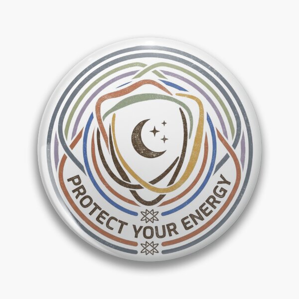 Item preview, Protect Your Energy - Retro Futurist Celestial Badge designed and sold by MiaStyleStudio.