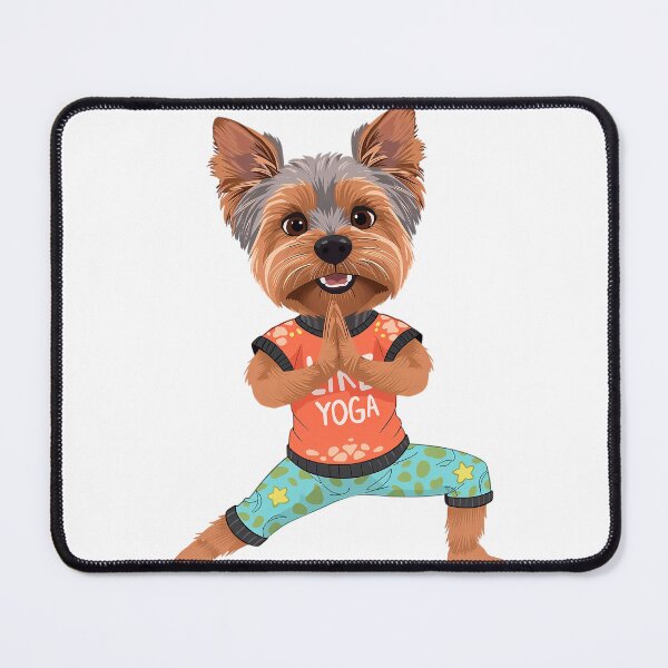 Item preview, cartoon Yorkshire Terrier dog yoga pose designed and sold by TanyaLovus.