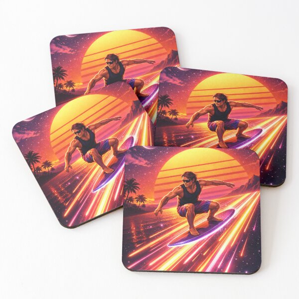 Item preview, California Surfer Riding Sun Rays – Synthwave Retro Neon Aesthetic designed and sold by 486DesignCo.