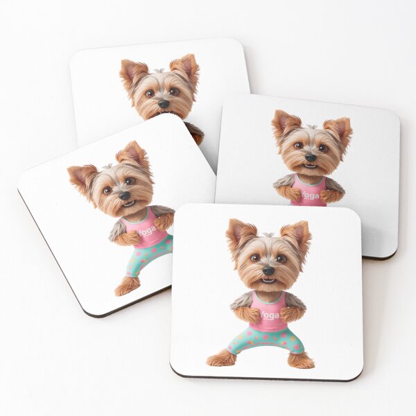 Item preview, cartoon Yorkshire Terrier dog yoga pose designed and sold by TanyaLovus.