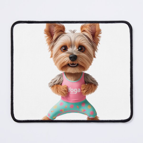 Item preview, cartoon Yorkshire Terrier dog yoga pose designed and sold by TanyaLovus.