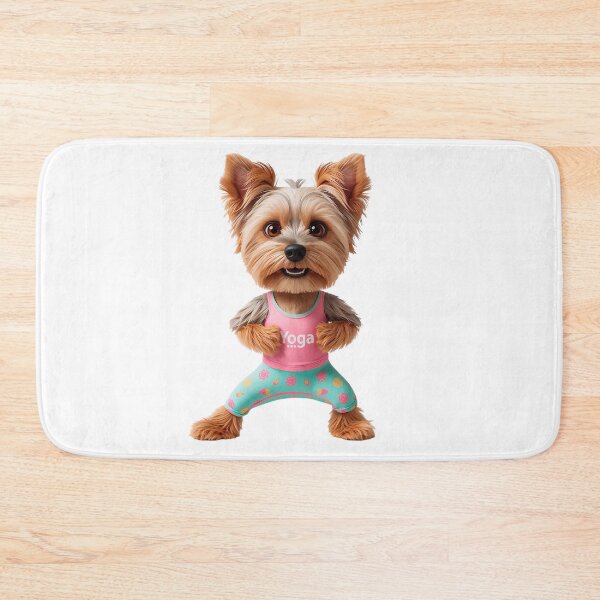 Item preview, cartoon Yorkshire Terrier dog yoga pose designed and sold by TanyaLovus.