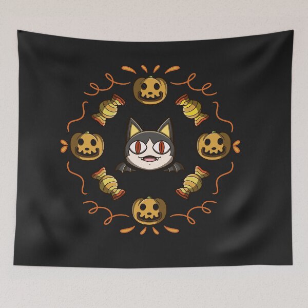 Item preview, Cozy Halloween Crossing - Cat, Pumpkins and Candy designed and sold by xMamako.