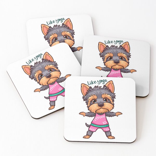 Item preview, cartoon Yorkshire Terrier dog yoga pose designed and sold by TanyaLovus.