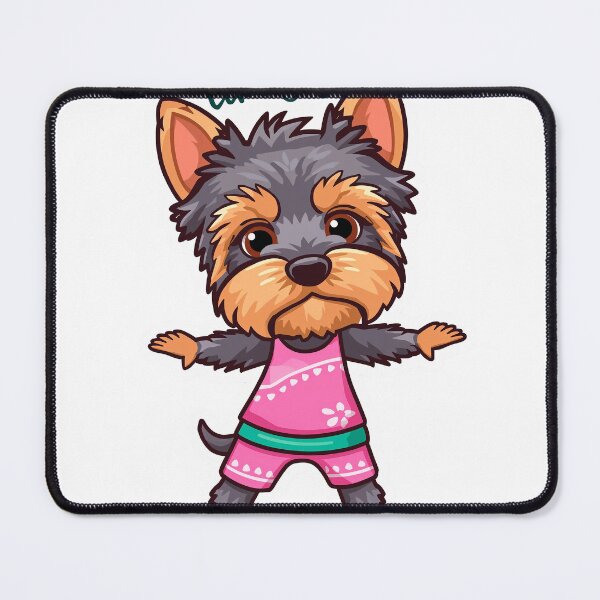 Item preview, cartoon Yorkshire Terrier dog yoga pose designed and sold by TanyaLovus.