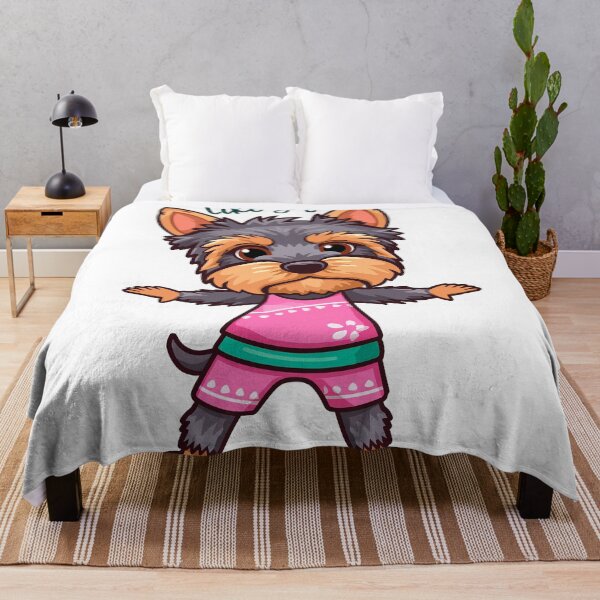 Item preview, cartoon Yorkshire Terrier dog yoga pose designed and sold by TanyaLovus.