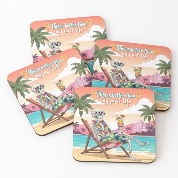 Item preview, Skeleton Tropical Vacation in Miami - Better Than My Past Life - Retro Beach Vibes designed and sold by Roland Art Store.