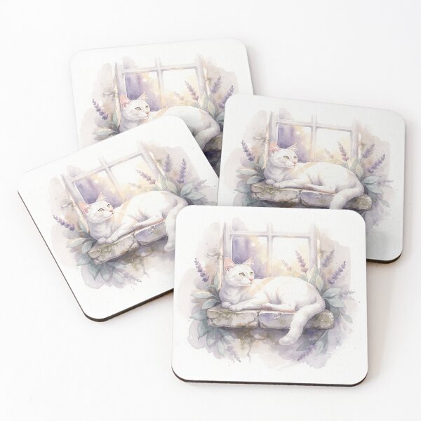 Item preview, Lavender Window White Cat designed and sold by Jova521.