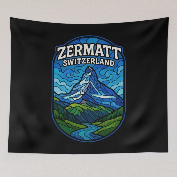 Item preview, Zermatt Switzerland Stained Glass Art Travel designed and sold by TomFrontierArt.
