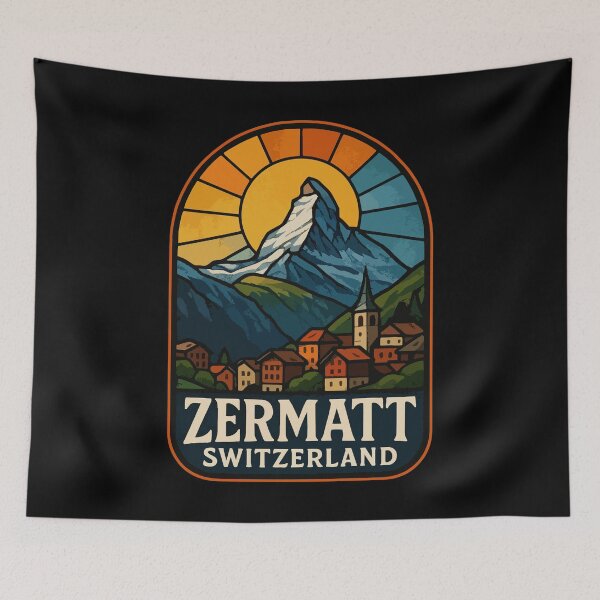 Item preview, Zermatt Switzerland Stained Glass Travel designed and sold by TomFrontierArt.